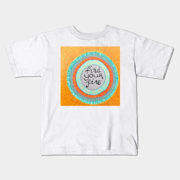 Find your Fire Yogi Mandala Kids T-Shirt by MyCraftyNell